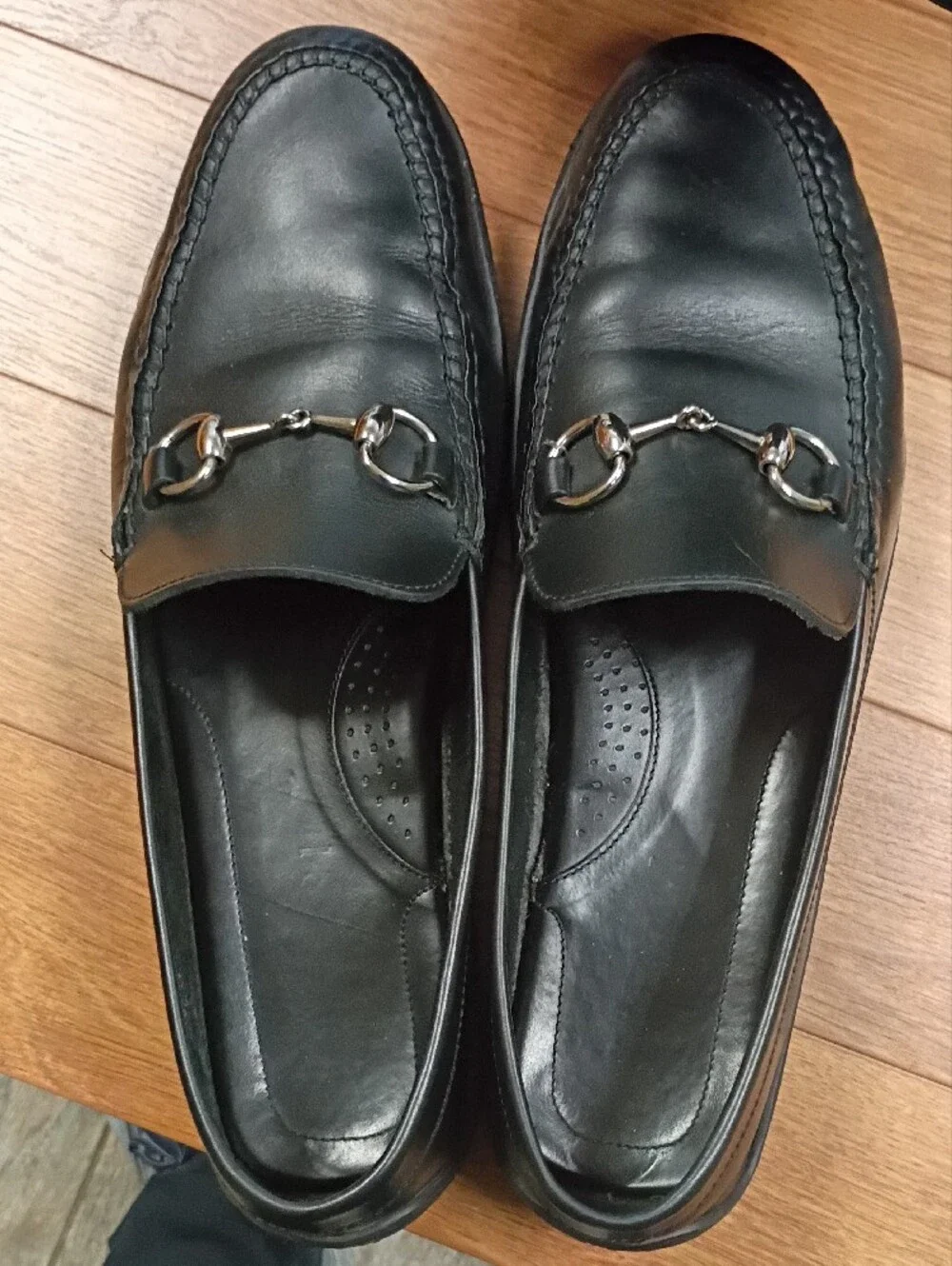 Vintage Gucci Horsebit Loafers Black Leather Bit Moccasins Men's Size 11.5 D